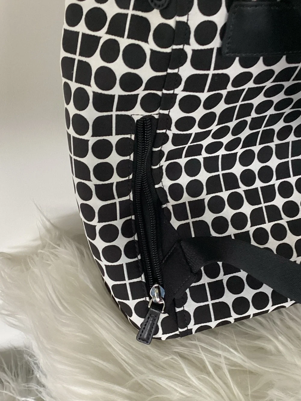 kate spade Black and White Geometric Drawstring Backpack